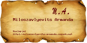 Miloszavlyevits Armanda névjegykártya